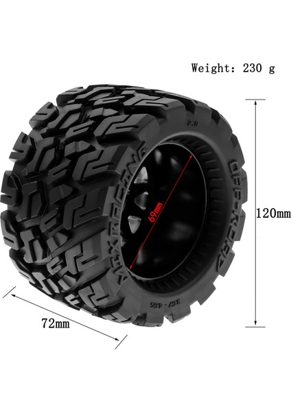 Uzaktan Kumanda Paletli Lastik Araba Siyah Lastikler 120*72 * 69MM 4 Adet Yedek Kyosho Hpı Trax4 Canavar Mk2 Tamiya Eksenel 1/10 Uzaktan Kumanda Araba Tekerlekleri (Yurt Dışından)