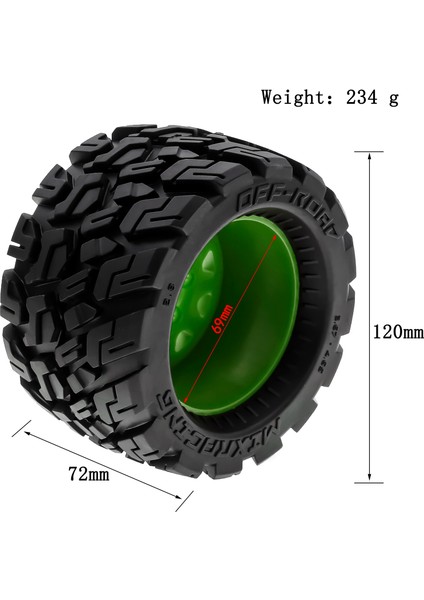 Uzaktan Kumanda Paletli Lastik Araba Turuncu Lastikler 120*72 * 69MM 4 Adet Yedek Kyosho Hpı Trax4 Canavar Mk2 Tamiya Eksenel 1/10 Uzaktan Kumanda Araba Tekerlekleri (Yurt Dışından) fırsatları