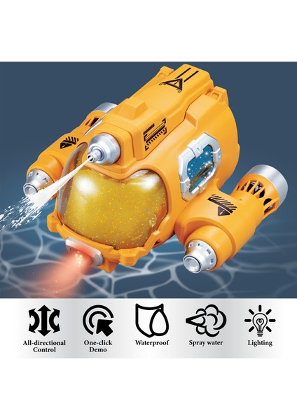 Uzaktan Kumandalı Motorlu Tekne Uzaktan Kumandalı Savaş Zeplin Uzaktan Kumandalı Tekne 2.4 Ghz Uzaktan Kumandalı Su ları Su Geçirmez Su Püskürtme Fonksiyonu/ışıklı Tek Tıklamayla Demo (Yurt Dışından)