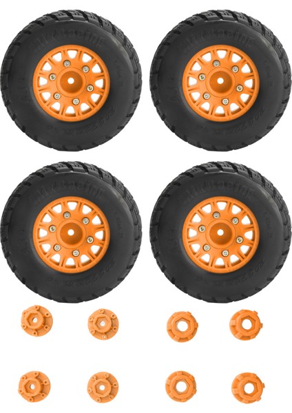 4 Adet 1/10 Rc Kısa Kulvar Kamyon Lastikleri Plastik Ka 113MM Çap Rc Aksesuarları Arrma Turuncu (Yurt Dışından)