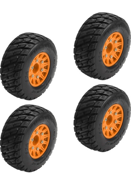 4 Adet 1/10 Rc Kısa Kulvar Kamyon Lastikleri Plastik Ka 113MM Çap Rc Aksesuarları Arrma Turuncu (Yurt Dışından)