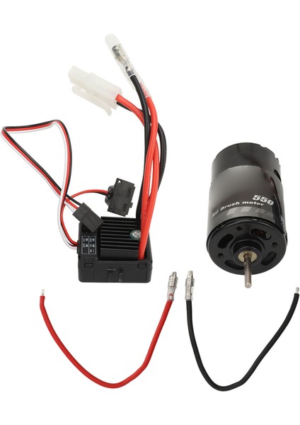 Fırçalı Motor Esc Combo 550 Fırçalı Motor ile 60A Fırçalı Esc Tamiya Için Sürükle Kafa Traktör Kamyon 1/14 Off Road Tırmanma Araba 1/10 55T (Yurt Dışından)