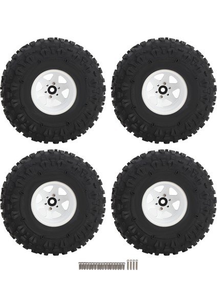4 Adet Rc Paletli Lastik Seti 1.9 Inç Ka Evrensel Rc Lastik Metal Derin Oluk Altıgen Tekerlek Göbeği Jantlar Redcat Eksenel SCX10 Beyaz (Yurt Dışından)