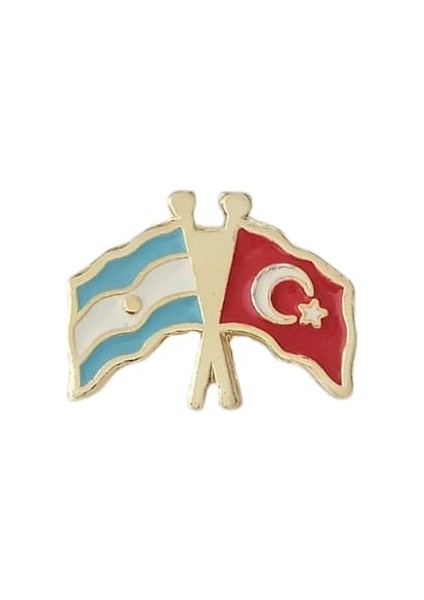 Arjantin Türkiye Bayrak Metal Yaka Rozeti 1 Adet