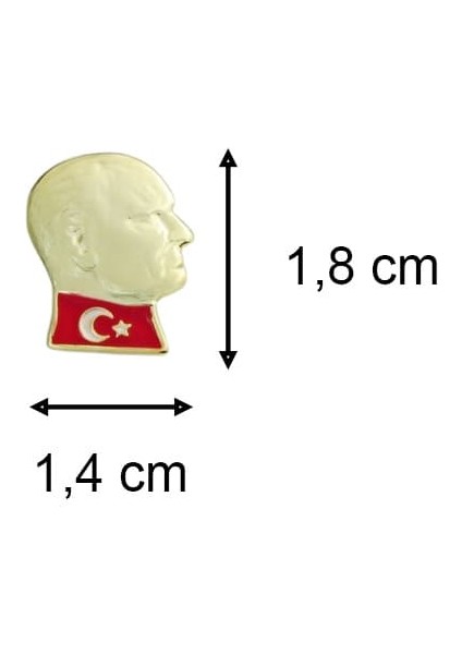 Türk Bayraklı Atatürk Portreli Metal Yaka Rozeti 1 Adet