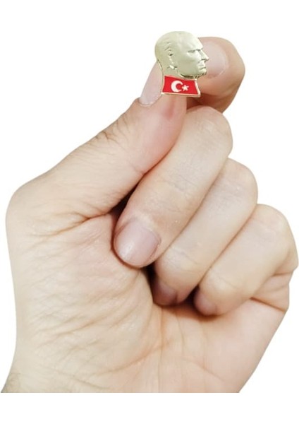 Türk Bayraklı Atatürk Portreli Metal Yaka Rozeti 1 Adet modelleri