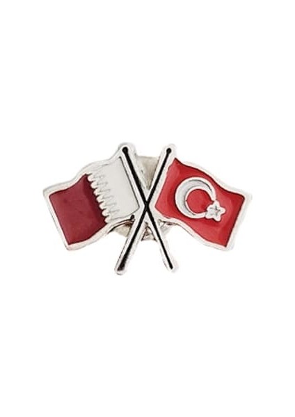 Katar ve Türkiye Bayrak Metal Yaka Rozeti 1 Adet