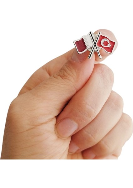 Katar ve Türkiye Bayrak Metal Yaka Rozeti 1 Adet fırsatları