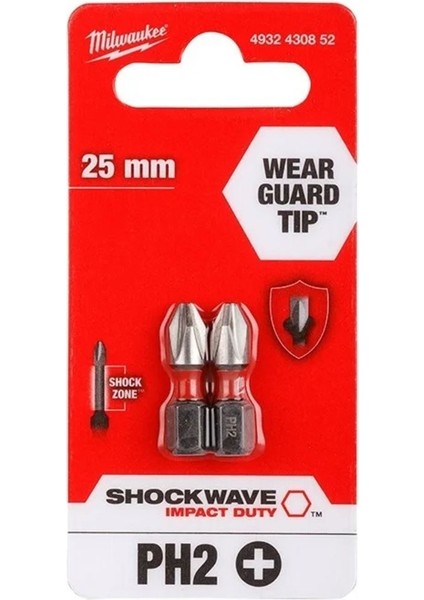 Bits Uç Ph2 25MM 2li Pkt Shockwave