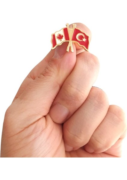 Dalgalı Kanada ve Türkiye Bayrak Metal Yaka Rozeti 1 Adet fırsatları