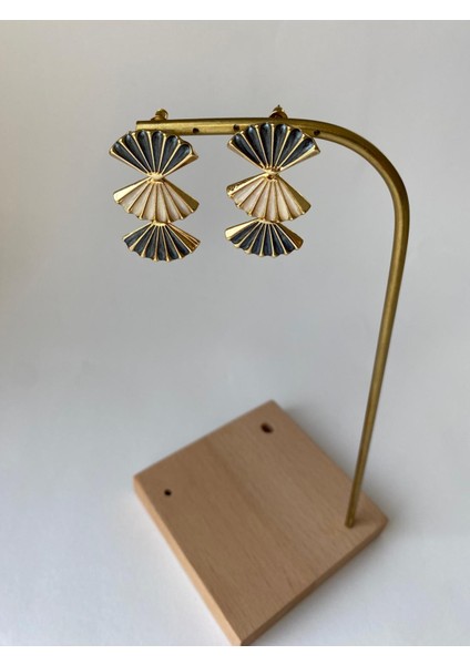 Siyah Yelpaze Model Sallantılı Küpe