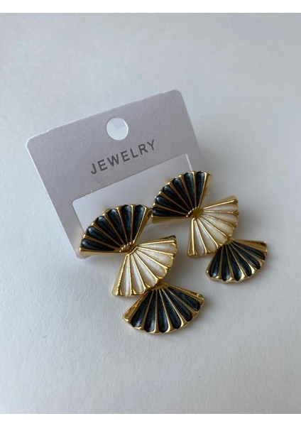 Siyah Yelpaze Model Sallantılı Küpe modelleri