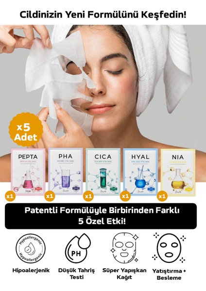 5'li Kore Kağıt Yüz Maskesi Seti