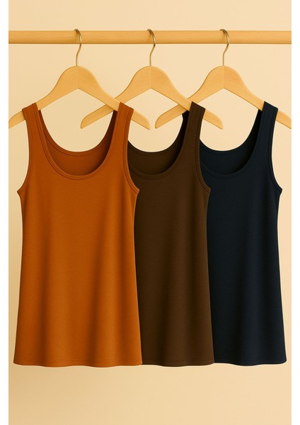 3 Adet A Kesim Pamuklu Kalın Askılı Atlet Tişört