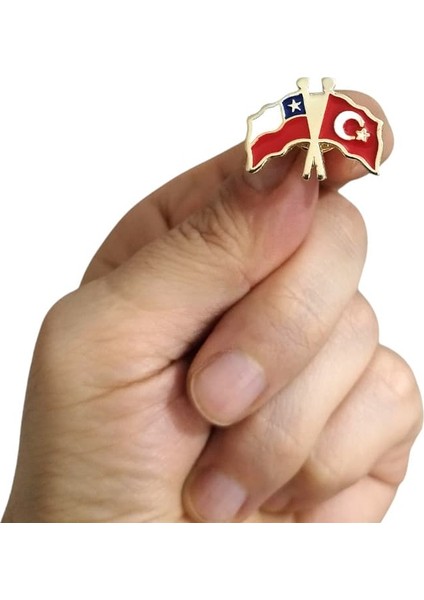 Şili ve Türkiye Bayrak Metal Yaka Rozeti 1 Adet fırsatları