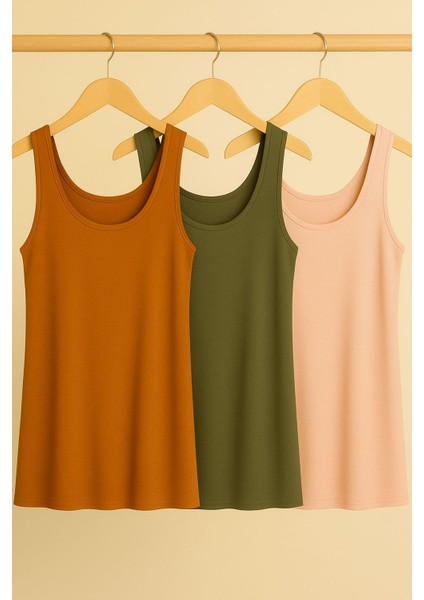 3 Adet A Kesim Pamuklu Kalın Askılı Atlet Tişört