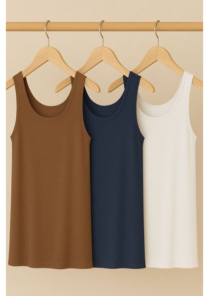 3 Adet A Kesim Pamuklu Kalın Askılı Atlet Tişört