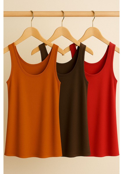 3 Adet A Kesim Pamuklu Kalın Askılı Atlet Tişört