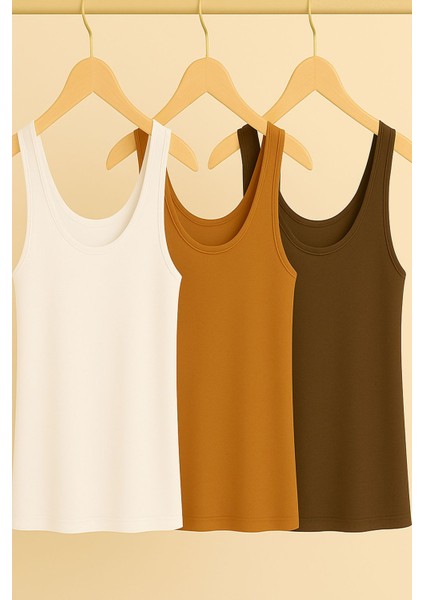 3 Adet A Kesim Pamuklu Kalın Askılı Atlet Tişört