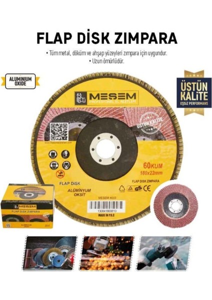 Flap Disk 115MM Zımpara 10 Lu (60 Kum)