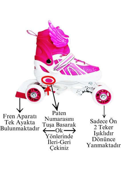 Tek / Çift Sıra Unisex Çocuk Işıklı Ayarlanabilir Slikon Teker Metal Gövde Paten Pembe Paten Freni