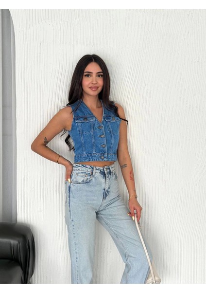 Kot Jeans Yelek - Mavi