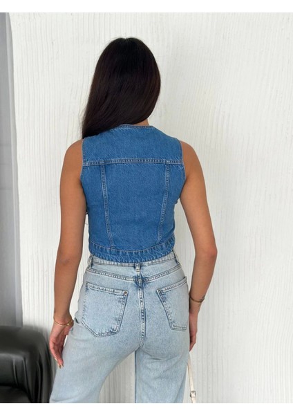 Kot Jeans Yelek - Mavi