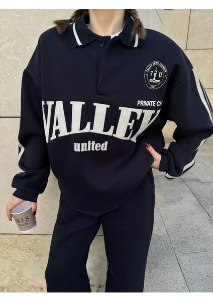 Üç Iplik Yakalı Sweat Baggy Pantalonlu Takım - Siyah