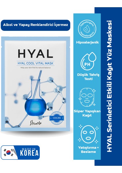 Hyaluronik Asit ve Soğutucu Etkili Hyal Kore Kağıt Yüz Maskesi