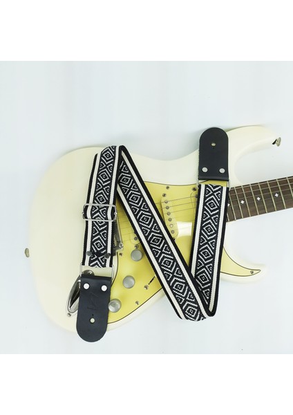 Deri Uçlu Gitar Askısı (Tüm Gitarlarla Uyumludur) Gitar Kayışı Guıtar Strap - Barbara
