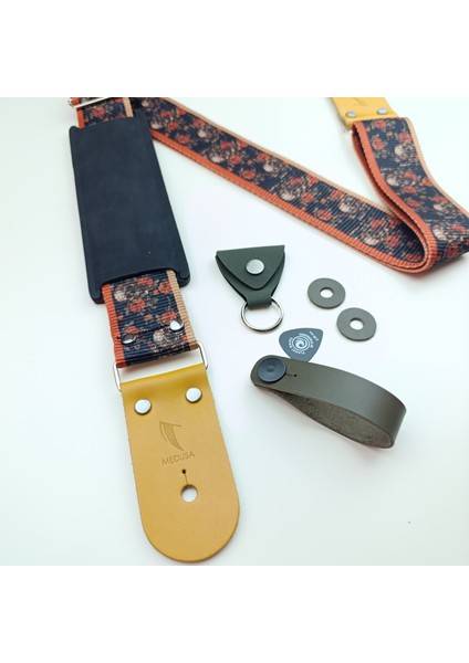 Elektro Gitar Askısı, Strap Lock, Pena Kılıfı, Kafa Bağlantı Aparatı - Skulls&roses Sr