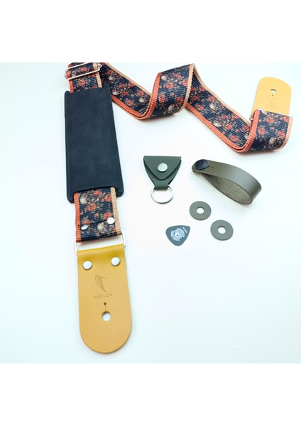 Elektro Gitar Askısı, Strap Lock, Pena Kılıfı, Kafa Bağlantı Aparatı - Skulls&roses Sr