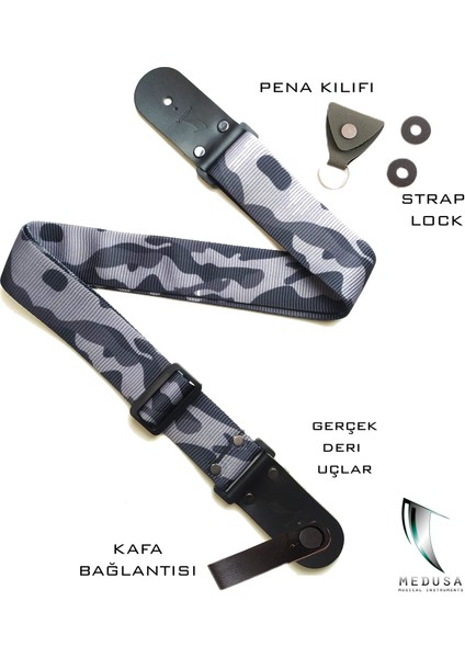 Gitar Askısı (Tüm Gitarlarla Uyumludur) Gitar Kayışı Guıtar Strap - Soldıer Model