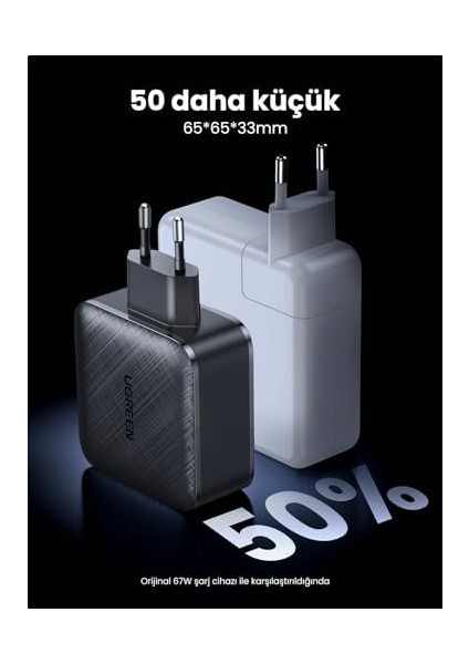 USB C Şarj Cihazı 65 W USB C Güç Kaynağı 4 Port Gan Charger Pd Şarj Cihazı MacBook Pro/air, iPhone 14/14 Pro/14 Pro Max/13 Pro/12, iPad Pro, S23 Ultra, S23+, S23 Vb. ile Uyumlu