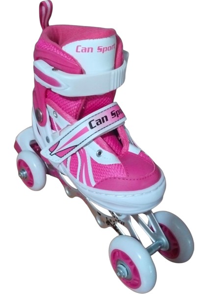 Can Sport Ayarlabilir Işıklı Frenli Silikon Tekerli 2+2 Pembe