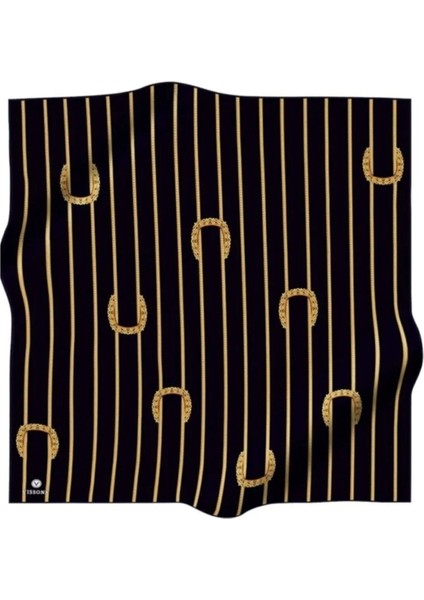 Twill Ipek Eşarp Siyah, Gold