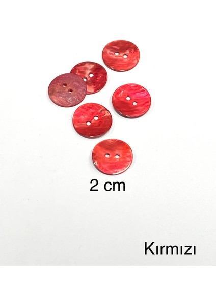 Sedef Düğme / Renkli Sedef Düğme/2 cm / 6 Lı Set /