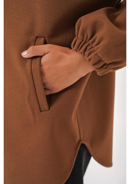 Cepli Oversize Gömlek - Taba