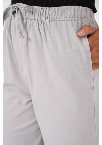 Kadın Bol Paça Yüksek Bel Pantolon - Gri