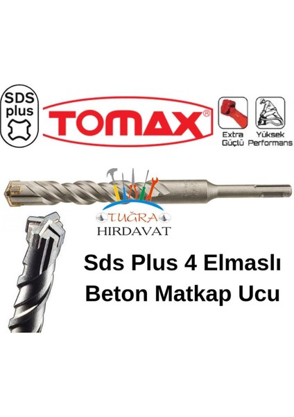 Sds Plus 4 Elmas Beton Duvar Delme Matkap Ucu 7X210