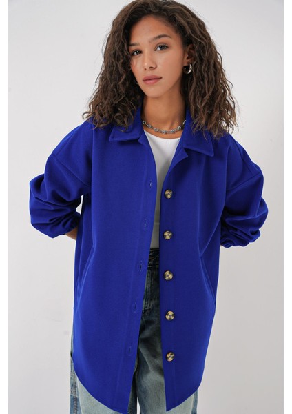 Cepli Oversize Gömlek - Saks