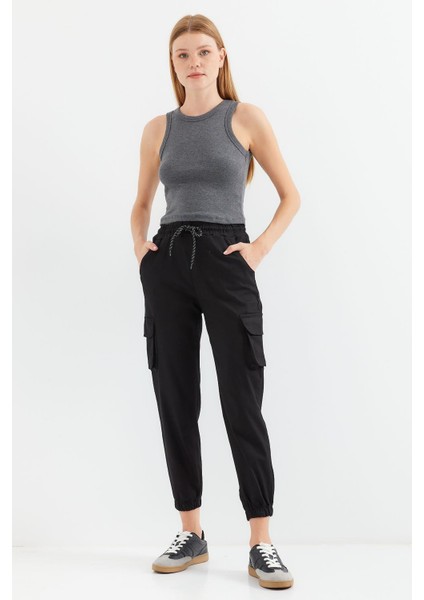 Kargo Cepli Jogger Pantolon - Siyah
