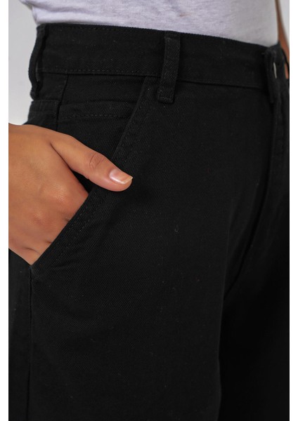 Yüksek Bel Kot Pantolon - Siyah