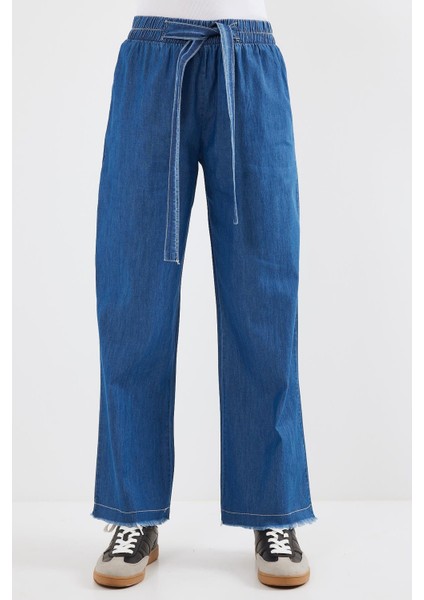Bol Paça Jeans Pantolon - Koyu Mavi modelleri