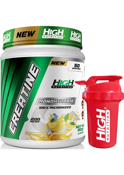 Micronized Creatine Monohydrate 150 gr 50 Servis Kreatine Limon Aromalı Shaker Hediyeli