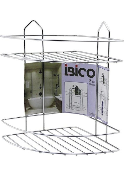 2 Katlı - Üçgen Krom Metal Banyo Köşelik - Duşkabin Raf (4887)