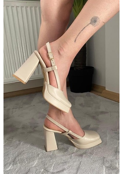 Kadın Asena Bej 10 cm Platfom Topuklu Aykkabı