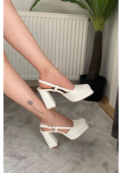 Kadın Asena Beyaz 10 cm Platfom Topuklu Aykkabı