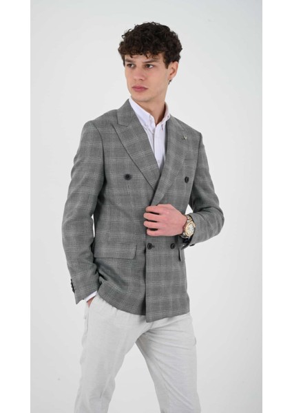 Slimfit Erkek Kruvaze Ceket Sivri Yaka Drop 6 Dokuma Kumaş fırsatları