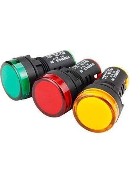3 Adet 220V Pano Tipi LED Gösterge Lambası Işığı 22 mm Voltmetre Değildir